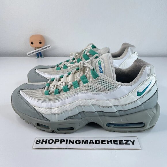[US 11.5] NIKE AIR MAX 95 Essential Clear Emerald Running Shoes White Teal - Picture 4 of 12
